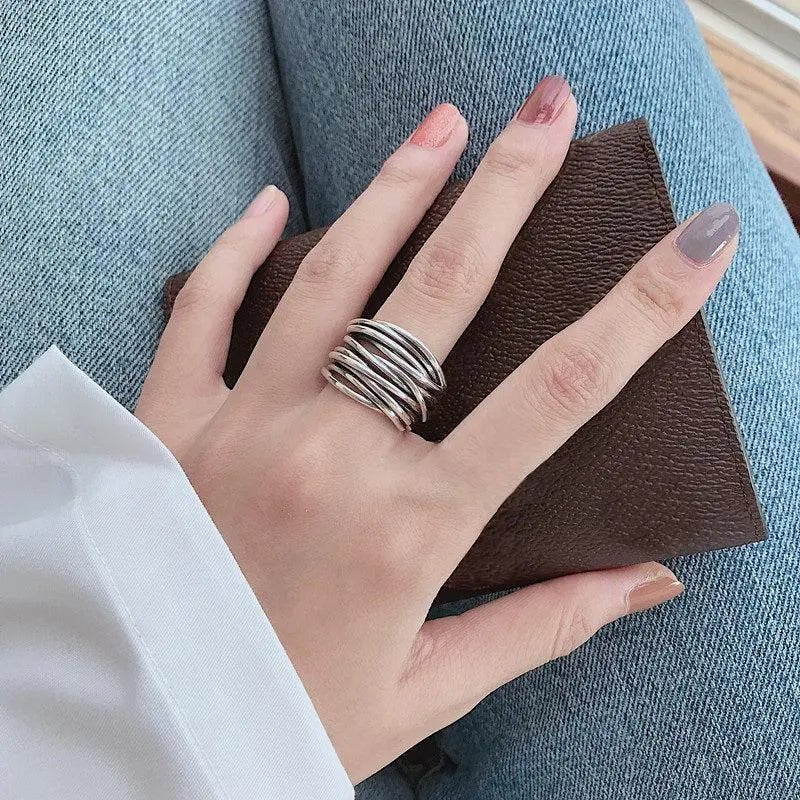 ADJUSTABLE SILVER LAYER RING - Edith & Mae
