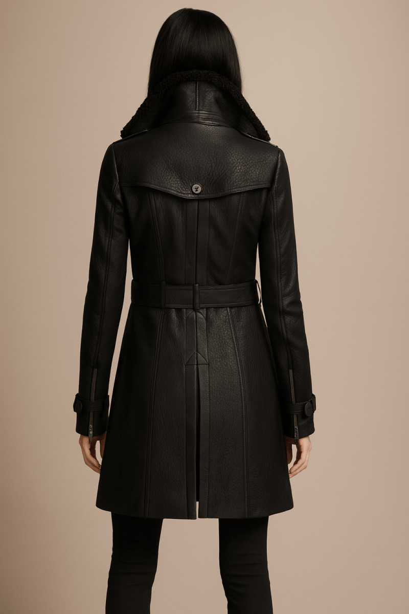 ALLESIA - ELEGANT LEATHER COAT - Edith & Mae