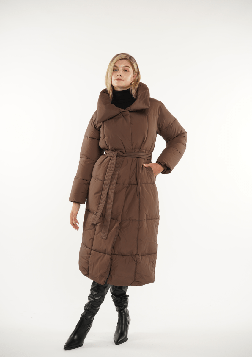 BLAIRE | EXTRA LONG LENGTH BULETED BUTTON PUFFER JACKET - Edith & Mae