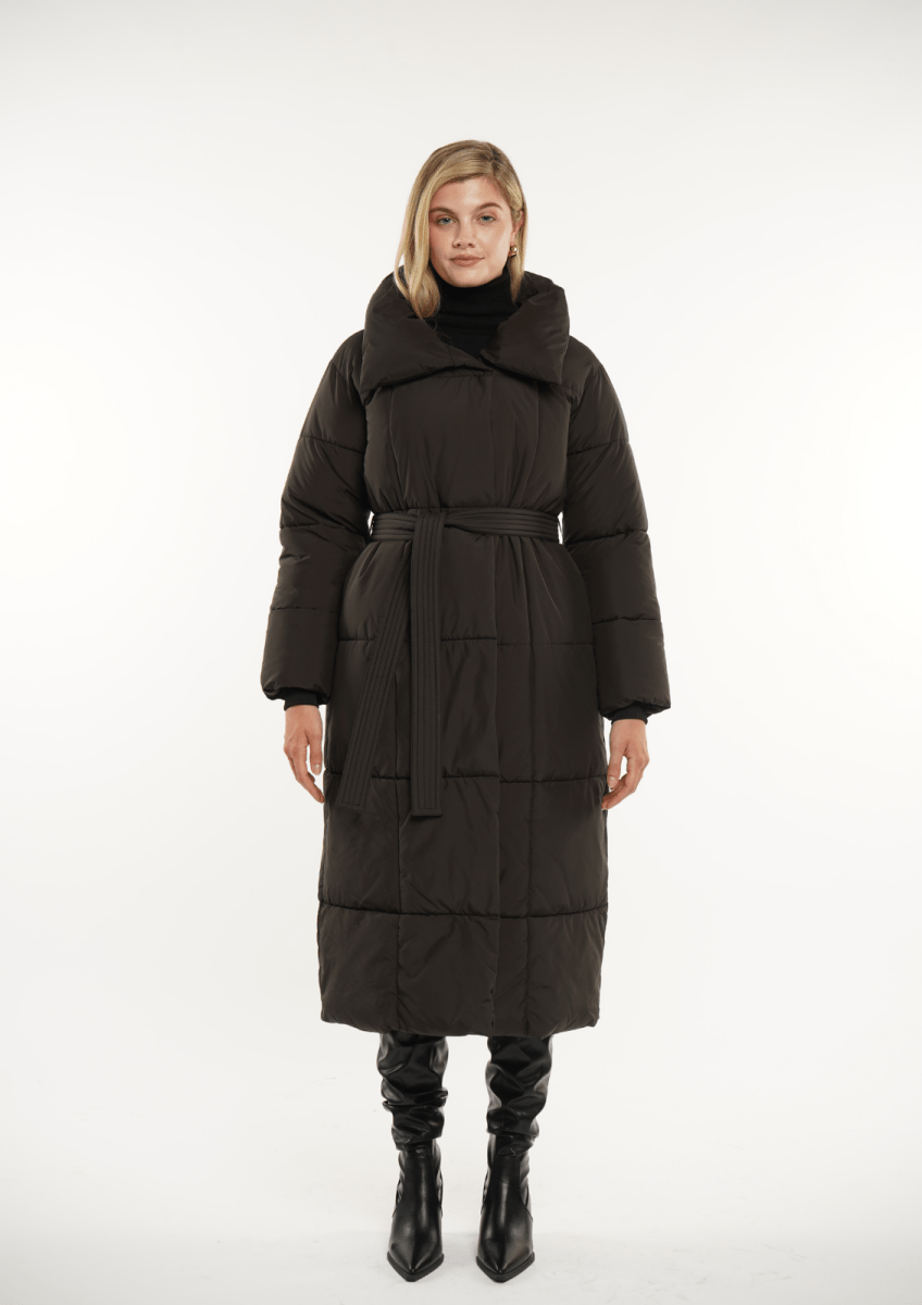 BLAIRE | EXTRA LONG LENGTH BULETED BUTTON PUFFER JACKET - Edith & Mae