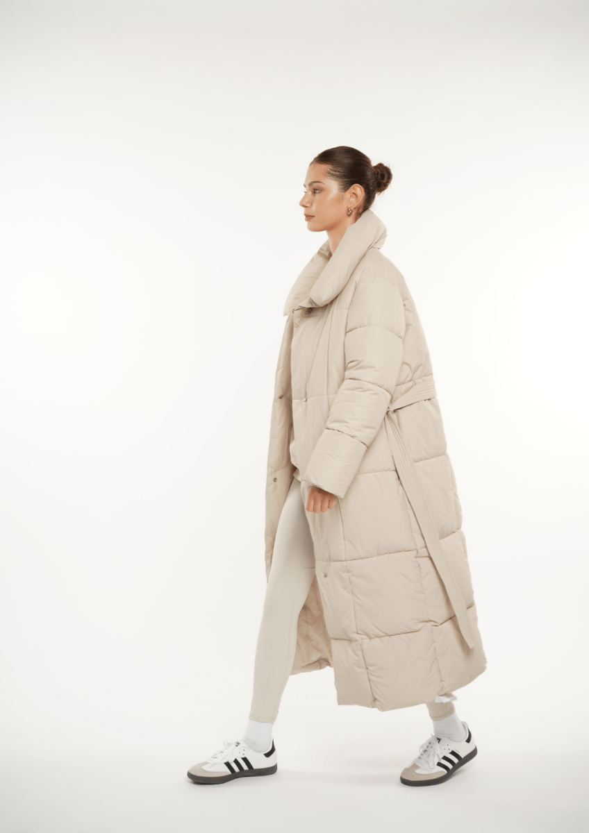BLAIRE | EXTRA LONG LENGTH BULETED BUTTON PUFFER JACKET - Edith & Mae