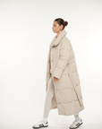 BLAIRE | EXTRA LONG LENGTH BULETED BUTTON PUFFER JACKET - Edith & Mae
