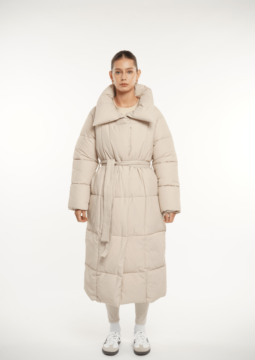 BLAIRE | EXTRA LONG LENGTH BULETED BUTTON PUFFER JACKET - Edith & Mae