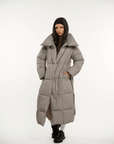 BLAIRE | EXTRA LONG LENGTH BULETED BUTTON PUFFER JACKET - Edith & Mae