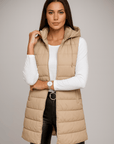 ELENA | CASUAL SLEEVELESS HOODED LONG PUFFER VEST - Edith & Mae