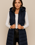 ELENA | CASUAL SLEEVELESS HOODED LONG PUFFER VEST - Edith & Mae