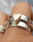 GOLDEN HEART SILVER RING - Edith & Mae