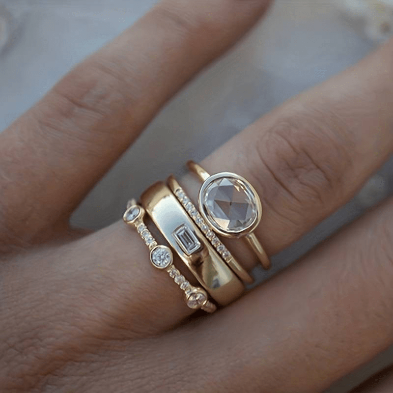 LILY - GOLD & ZIRCONIA RING SET - Edith & Mae