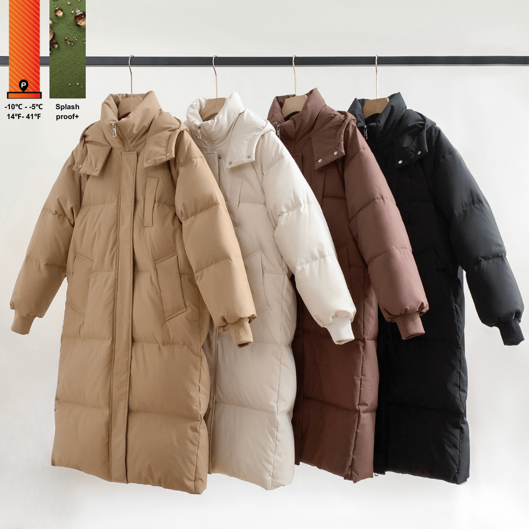 LUNA | HOODED LONG PUFFER JACKET - Edith & Mae