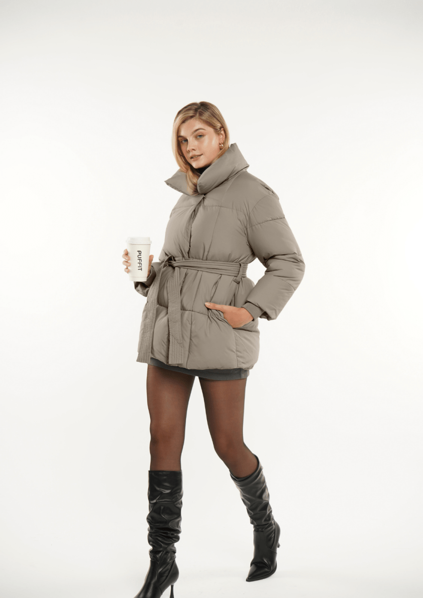 NOVA | MID LENGTH BELTED PUFFER JACKET - Edith & Mae