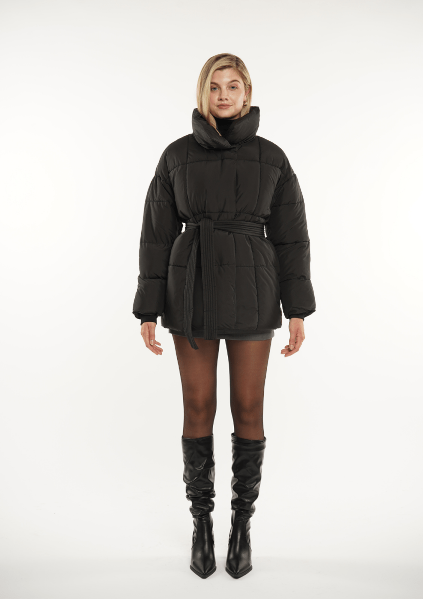 NOVA | MID LENGTH BELTED PUFFER JACKET - Edith & Mae