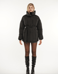 NOVA | MID LENGTH BELTED PUFFER JACKET - Edith & Mae