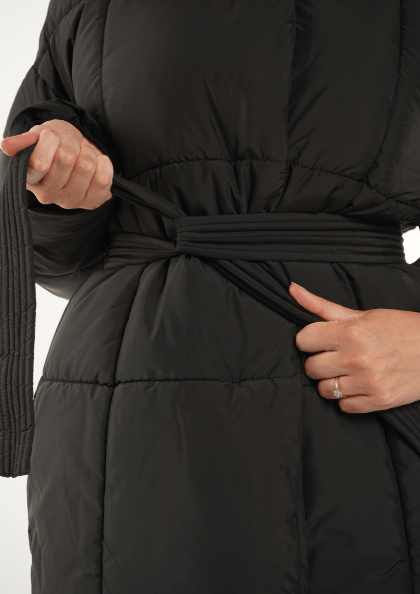 NOVA | MID LENGTH BELTED PUFFER JACKET - Edith & Mae