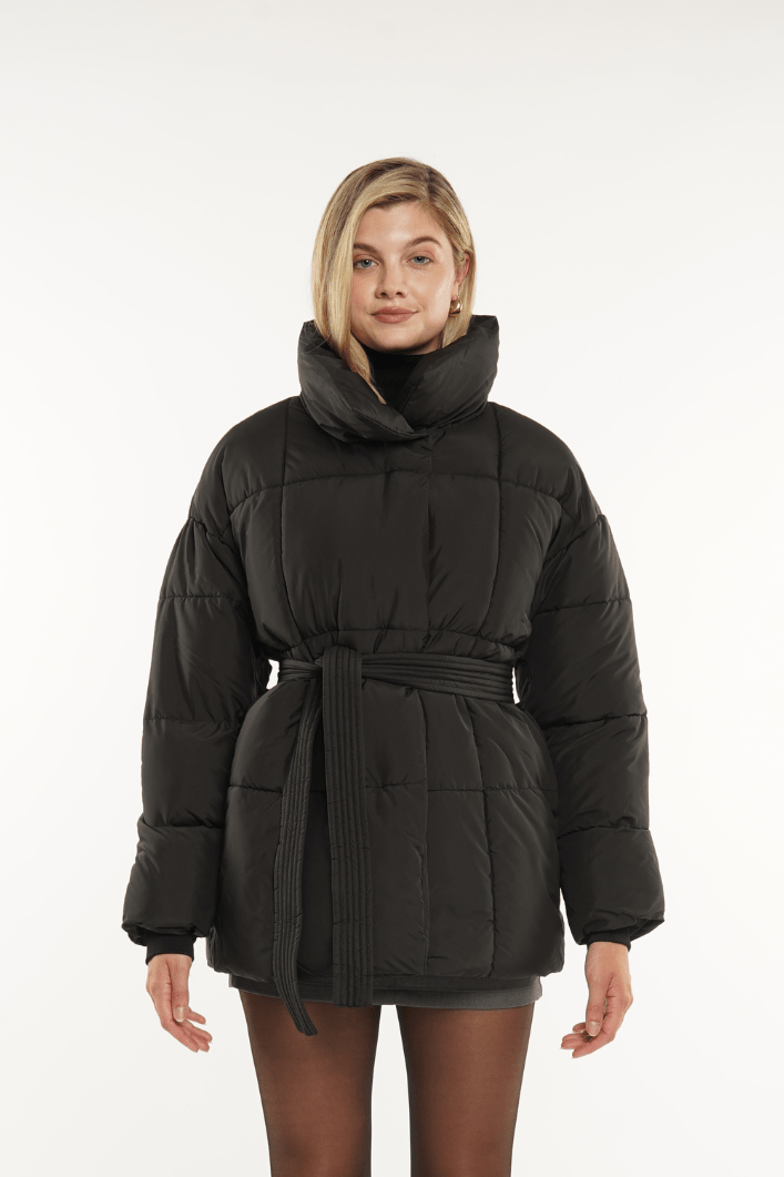 NOVA | MID LENGTH BELTED PUFFER JACKET - Edith & Mae