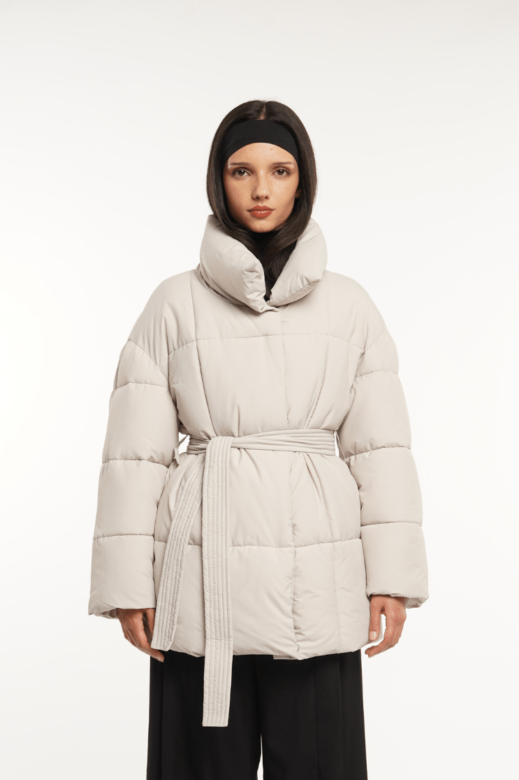 NOVA | MID LENGTH BELTED PUFFER JACKET - Edith & Mae