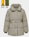 NOVA | MID LENGTH BELTED PUFFER JACKET - Edith & Mae