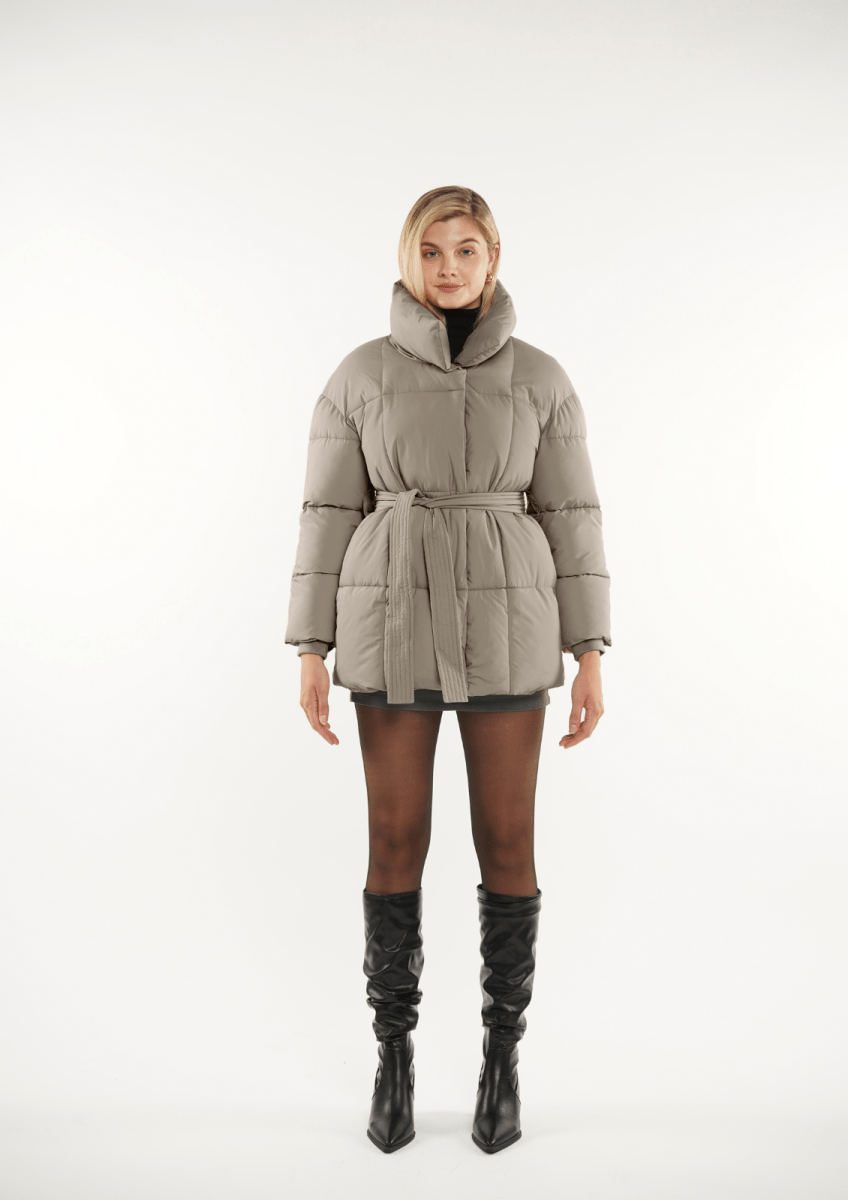 NOVA | MID LENGTH BELTED PUFFER JACKET - Edith & Mae