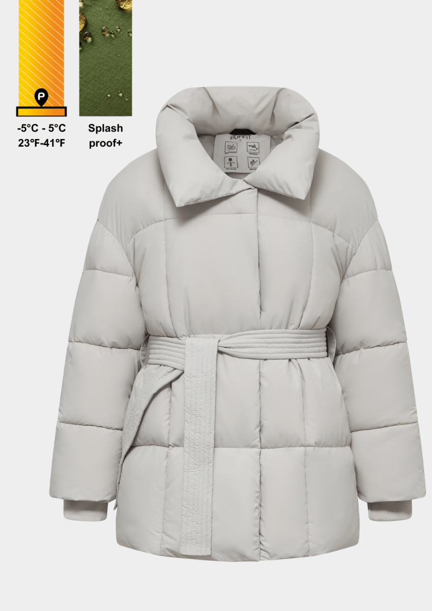 NOVA | MID LENGTH BELTED PUFFER JACKET - Edith & Mae