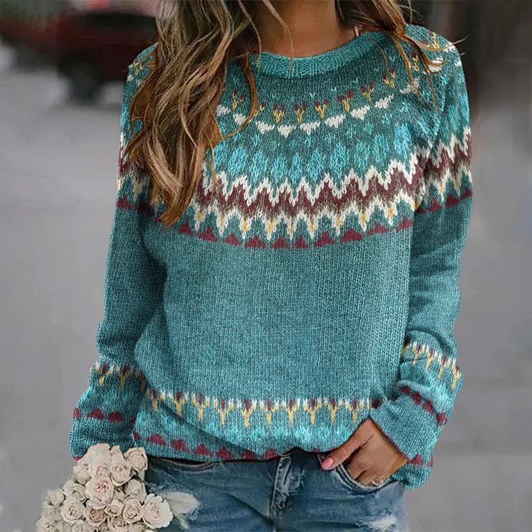 PEYTON™ - COMFORTABLE RETRO WAVE PATTERN SWEATSHIRT - Edith & Mae