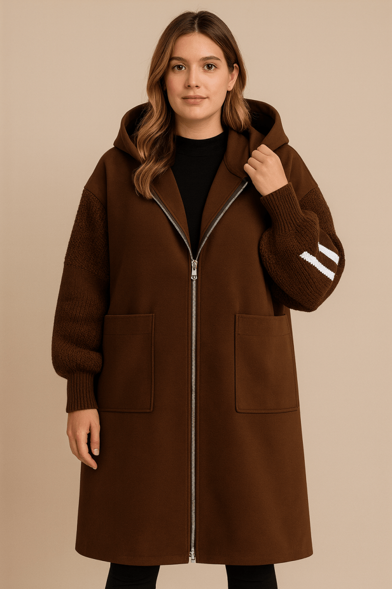 SELENE | KNITTED HOODED LONG COAT - Edith & Mae