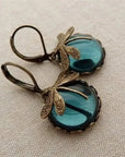 SPHERICAL DRAGONFLY EARRINGS IN ANTIQUE GOLD - Edith & Mae