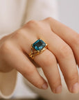 VINTAGE GOLD BLUE ZIRCONIA RING - Edith & Mae