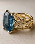 VINTAGE GOLD BLUE ZIRCONIA RING - Edith & Mae