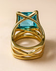 VINTAGE GOLD BLUE ZIRCONIA RING - Edith & Mae
