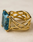 VINTAGE GOLD BLUE ZIRCONIA RING - Edith & Mae
