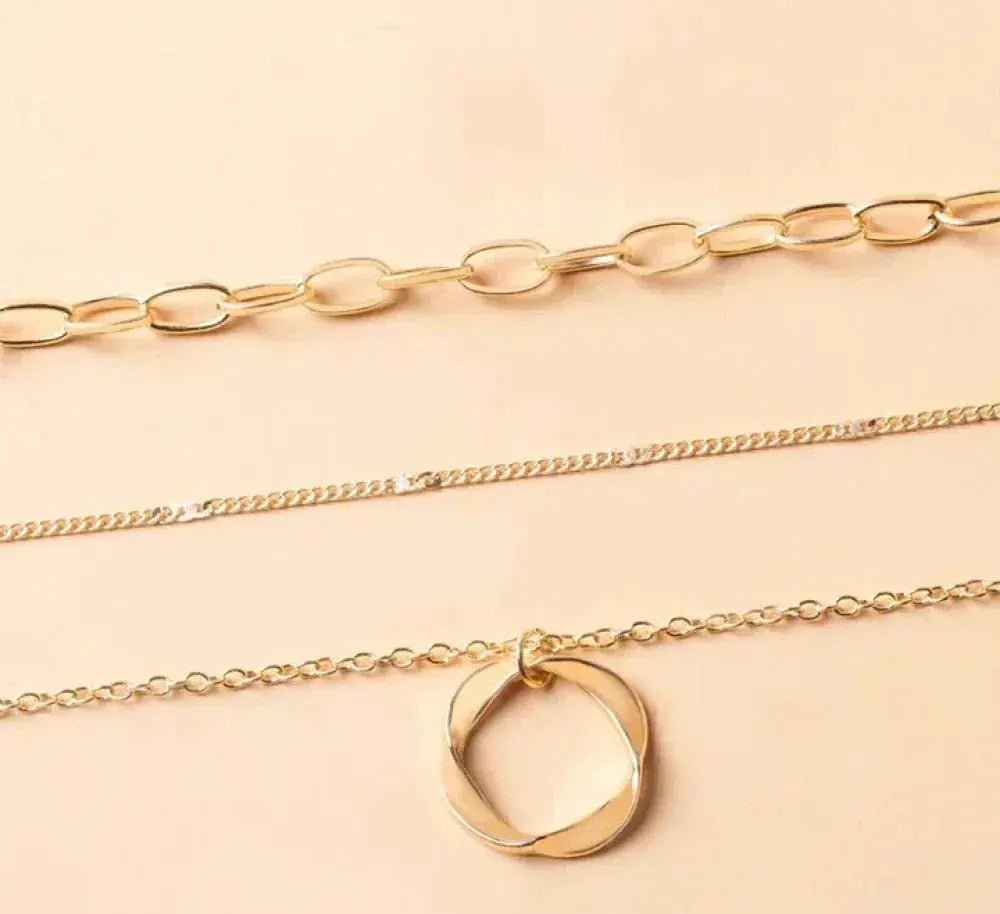 VINTAGE GOLD LAYERED CHAIN & PENDANT NECKLACE - Edith & Mae