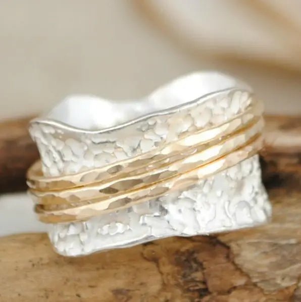VINTAGE SPINNER THIN GOLD & SILVER RING - Edith & Mae