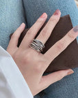 ADJUSTABLE SILVER LAYER RING - Edith & Mae