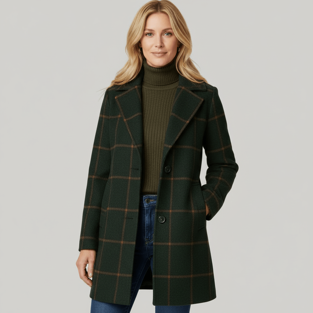 ADRIANA | PLAID WINTER TRENCH COAT - Edith & Mae