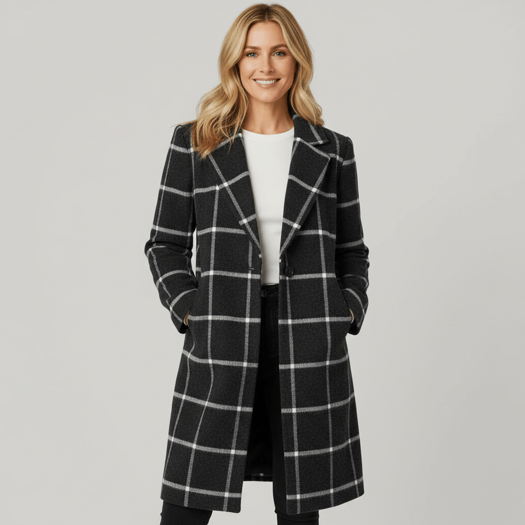 ADRIANA | PLAID WINTER TRENCH COAT - Edith & Mae