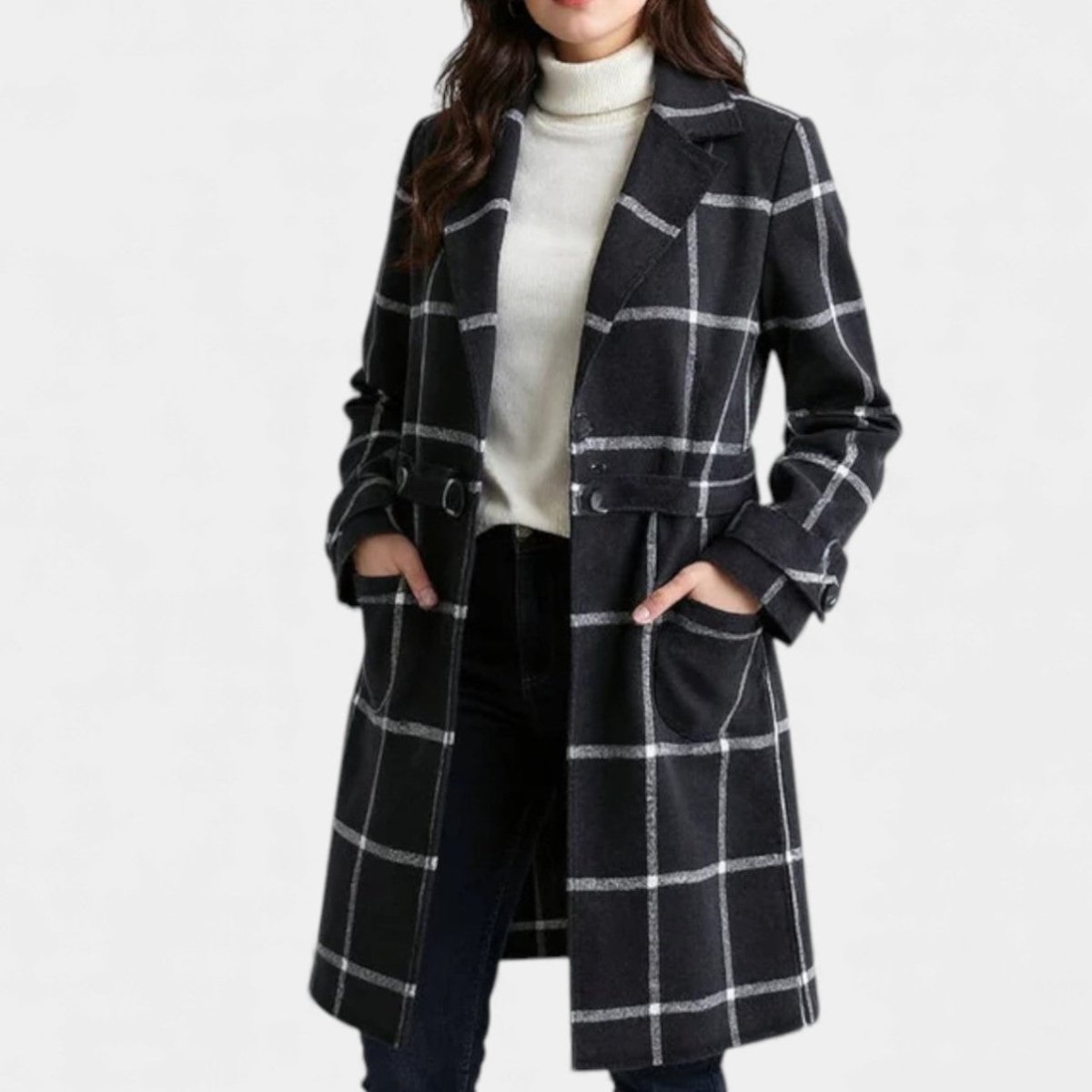 ADRIANA | PLAID WINTER TRENCH COAT - Edith & Mae