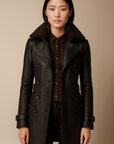 ALLESIA - ELEGANT LEATHER COAT - Edith & Mae