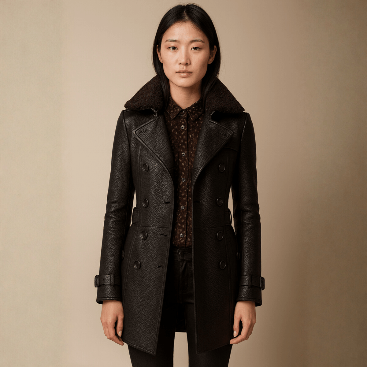 ALLESIA | ELEGANT LEATHER COAT - Edith & Mae