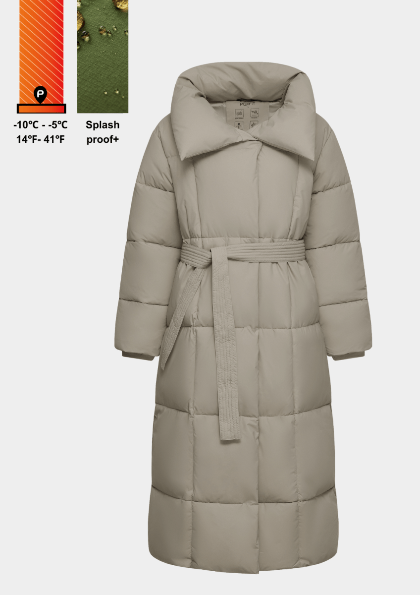 BLAIRE | EXTRA LONG LENGTH BULETED BUTTON PUFFER JACKET - Edith &amp; Mae