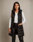 ELENA | CASUAL SLEEVELESS HOODED LONG PUFFER VEST - Edith & Mae