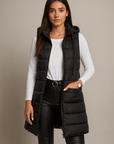 ELENA | CASUAL SLEEVELESS HOODED LONG PUFFER VEST - Edith & Mae