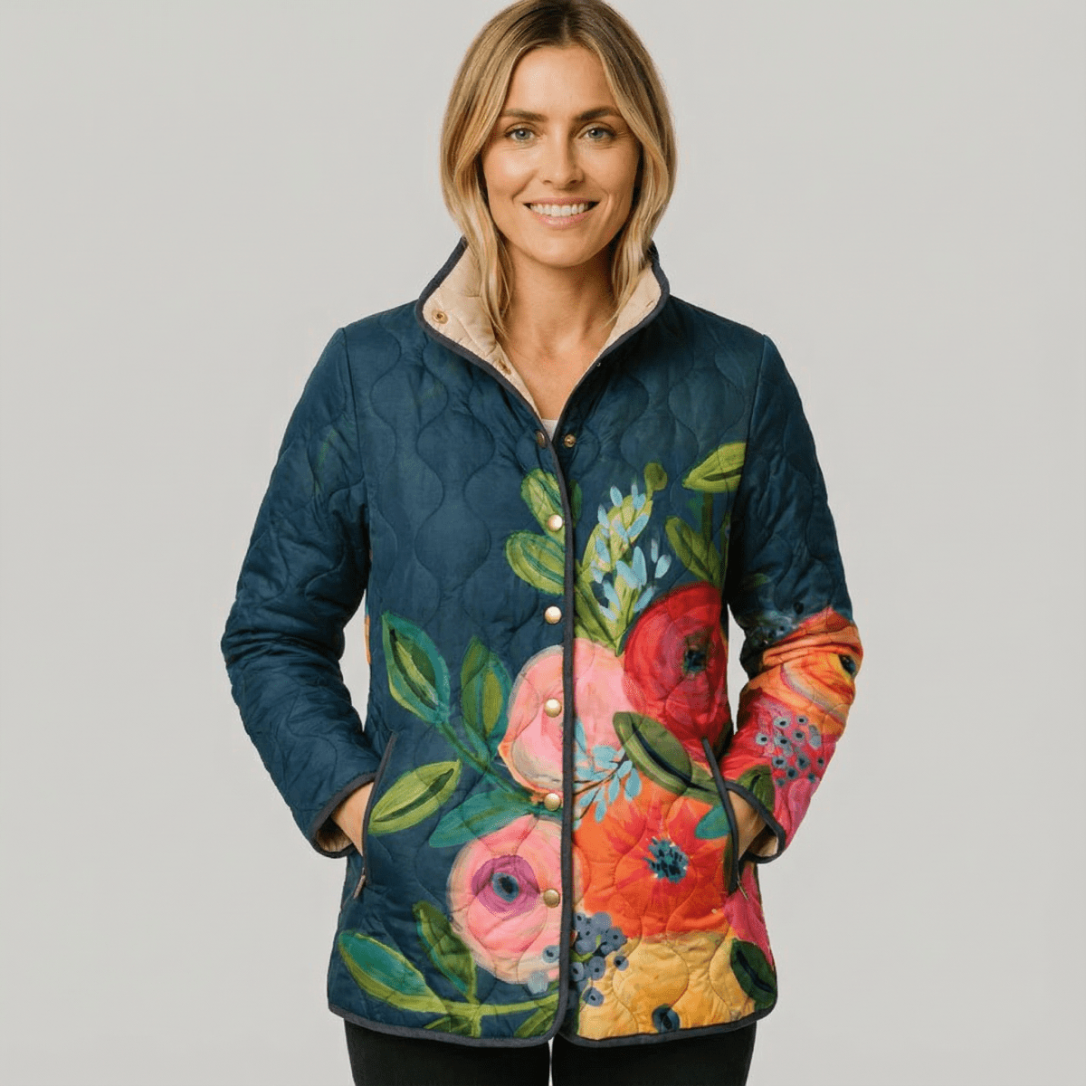 ELINA | VINTAGE FLORAL PRINT QUILTED JACKET - Edith & Mae