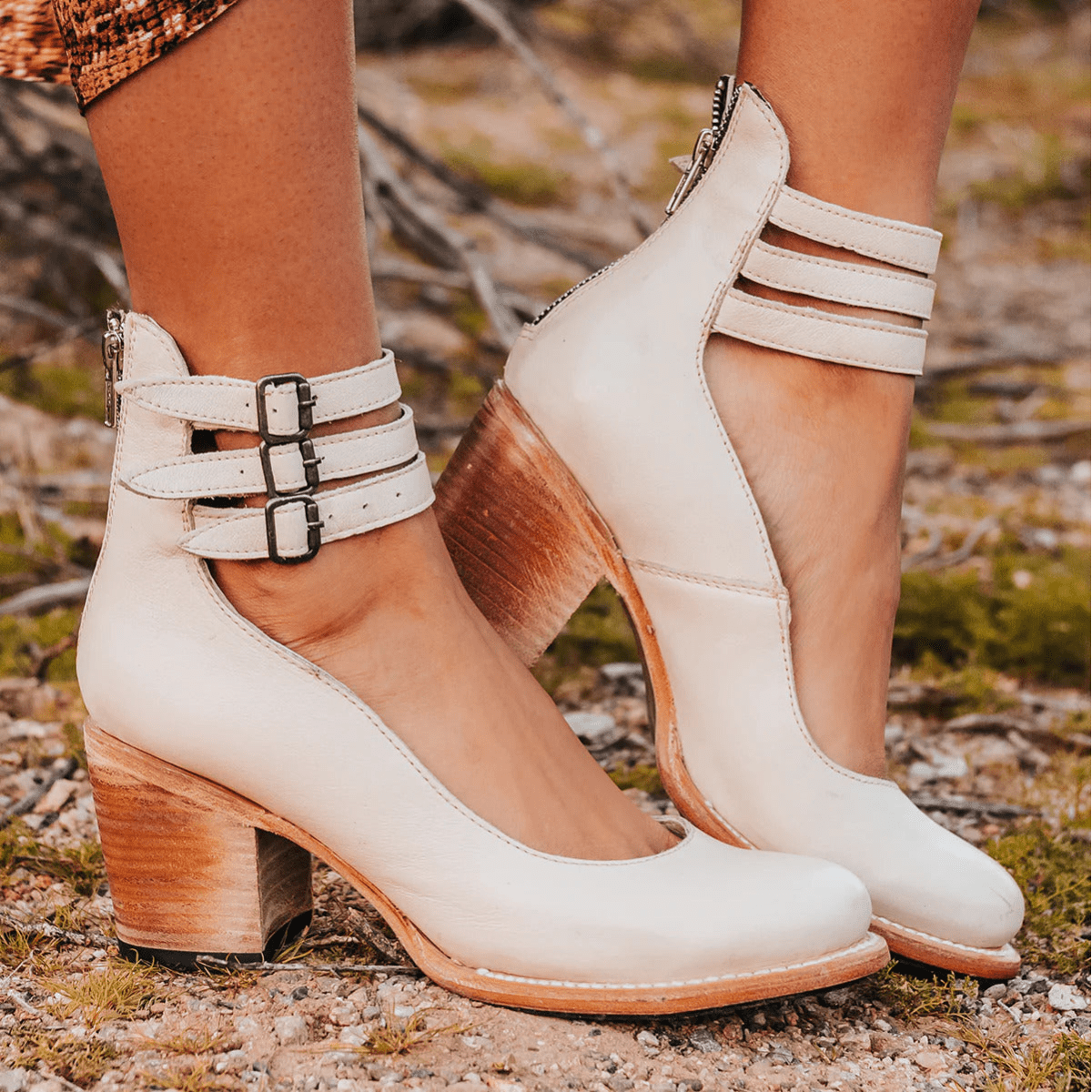 GINEVRA - MULTI - STRAP ORTHOPEDIC HEELS WITH THICK HEEL - Edith & Mae