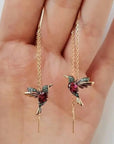 HUMMINGBIRD ENAMEL & ZIRCONIA EARRINGS - Edith & Mae