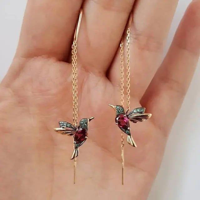 HUMMINGBIRD ENAMEL & ZIRCONIA EARRINGS - Edith & Mae