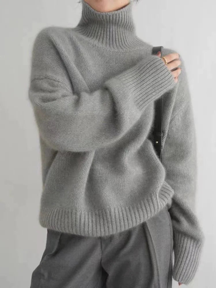 ISABELLA - HIGH COLLAR CASHMERE SWEATER - Edith & Mae