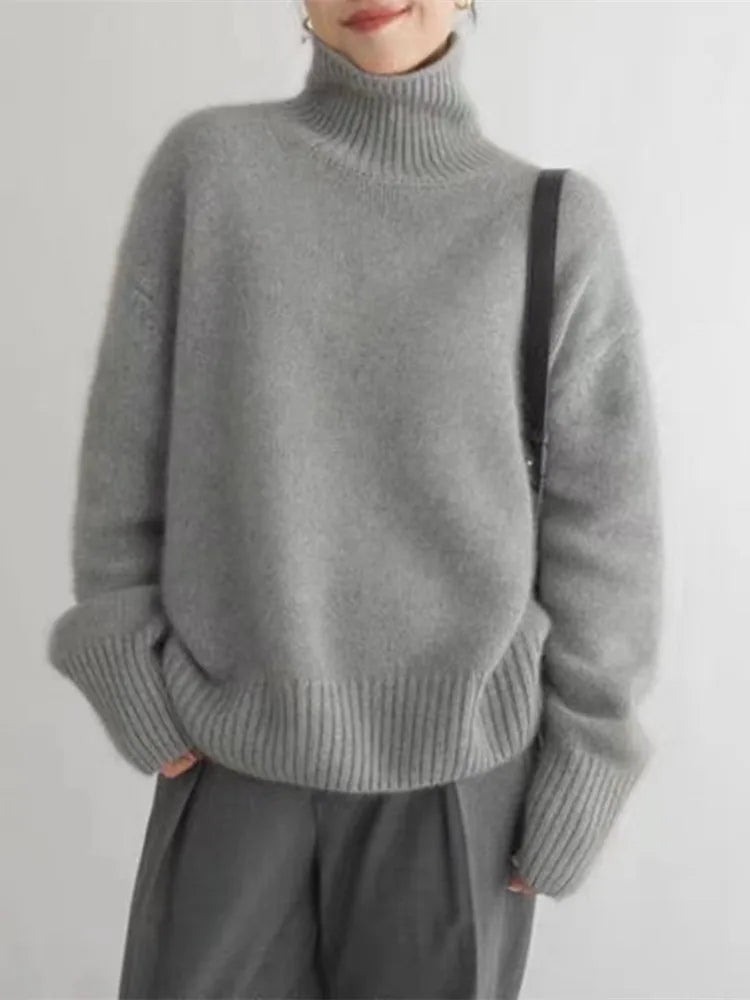 ISABELLA - HIGH COLLAR CASHMERE SWEATER - Edith & Mae