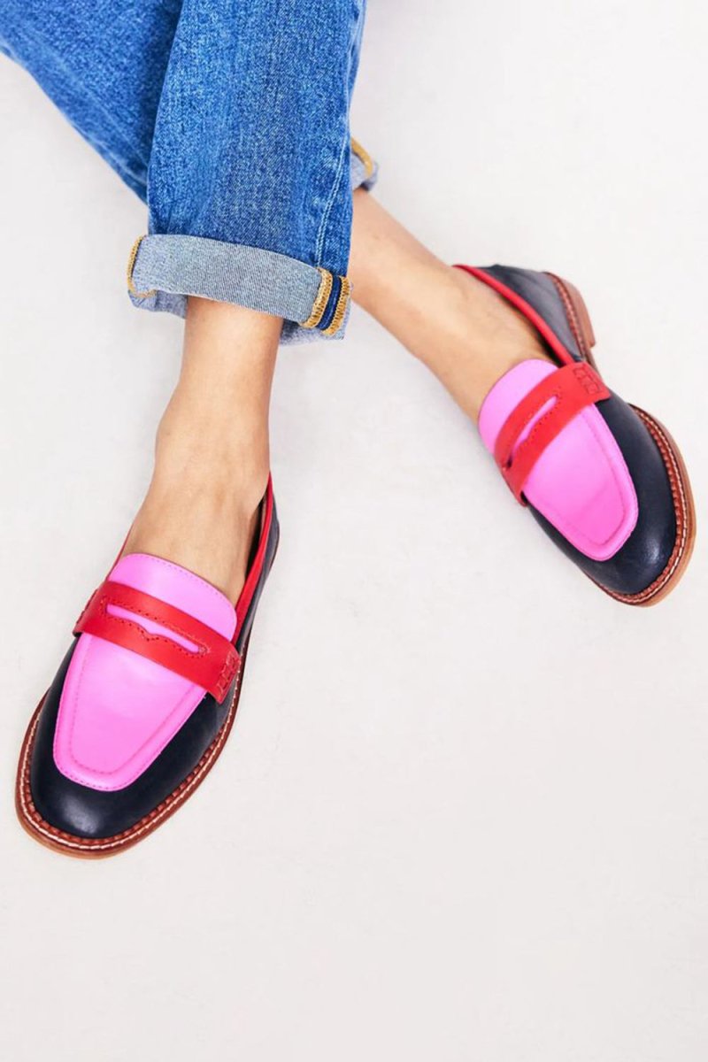LUNESSA - ORTHOPEDIC BLACK LOAFERS WITH COLORFUL ACCENT - Edith & Mae