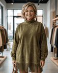 MADELYN | SUEDE OVERSIZED TURTLENECK SWEATER - Edith & Mae