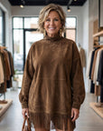 MADELYN | SUEDE OVERSIZED TURTLENECK SWEATER - Edith & Mae