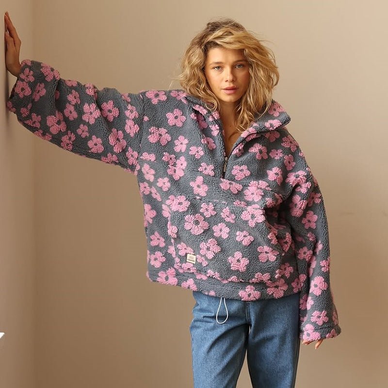 NIKKI | SOFT BLOOM FLEECE QUARTER - ZIP - Edith &amp; Mae